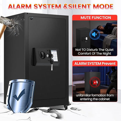 35 Mins Fireproof Safe - 6.5 Cu Ft Home Safe Box, Fire Proof Safes, Security Safe Box with Digital Keypads for Home Office, Cash, Files,Keypad