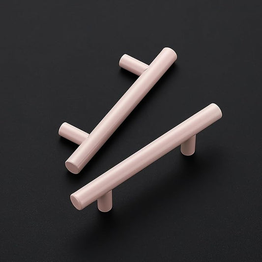 Ravinte 60 Pack | 5 Inch Cabinet Pulls Pink Stainless Steel Kitchen Drawer Pulls Cabinet Handles 5 InchLength, 3 Inch Hole Center