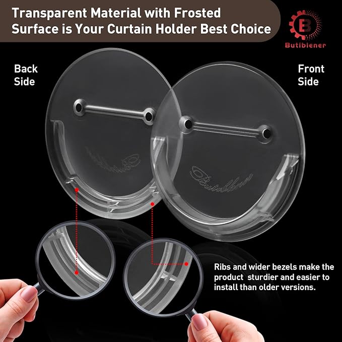 Shower Curtain Rod Holder for Wall,No-Drill Self-Adhesive Tension Rod Holder,Fits Shower Rod Under 1.97 Inches In Diameter,Holds up to 80 Pounds,Clear-ABS,2 Pack