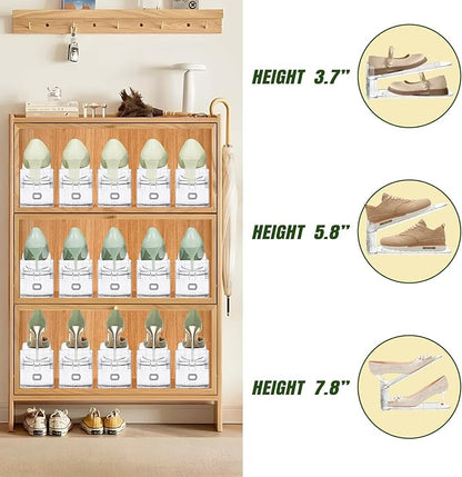 16 Pack Shoe Slots Organizer for Closet, Adjustable Shoe Stackers for a Pair of Shoes Shoe Rack Storage Shoe Space Saver 50% Shoe Shelf Display Holder for Closet