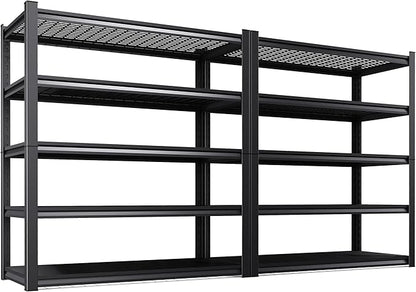Set of 2 Garage Shelving-3000 lbs 5 Tier Storage Shelves,Adjustable Heavy Duty Metal Shelving Unit and Storage Large Wire Rack,Utility Steel Shelf for Warehouse Industrial Pantry Basement 71"x46"x18"