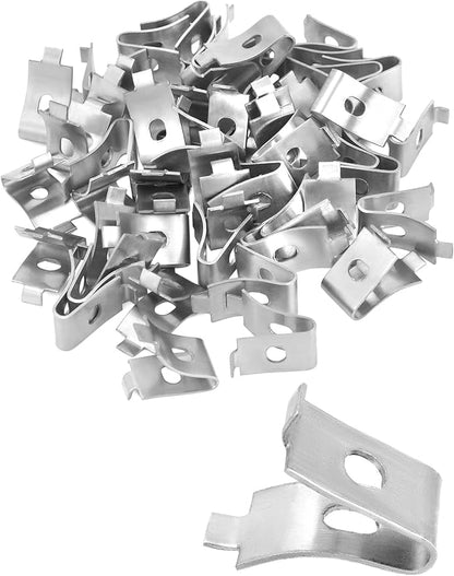 QWORK Stainless Steel Shelf Bracket Clips, 50 Pack Freezer Shelf Support Clips, Pilaster Shelf Support Clips, Adjustable Pilaster Shelf Pegs, Freezer Shelf Clip