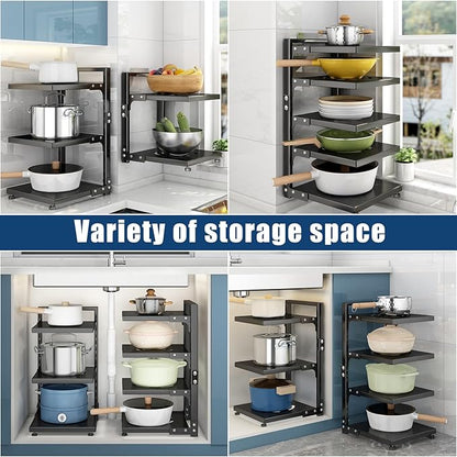 Pot Rack Organizers：CASONNIK 7-Tier Adjustable Heavy Duty Pan Organizer Rack for Cabinet ，Multiple Use Modes，Pot Rack & Pan Rack for Kitchen Counter and Cabinet