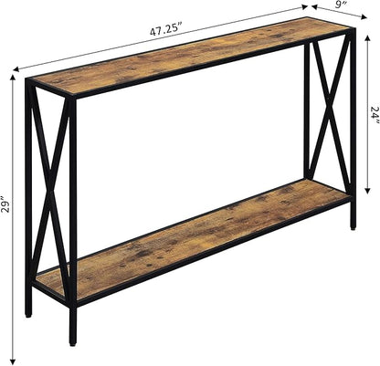 Convenience Concepts Tucson Console Table 47.25" - Modern Sofa Table with Storage Shelf, Entryway Hall Table for Living Room, Barnwood/Black