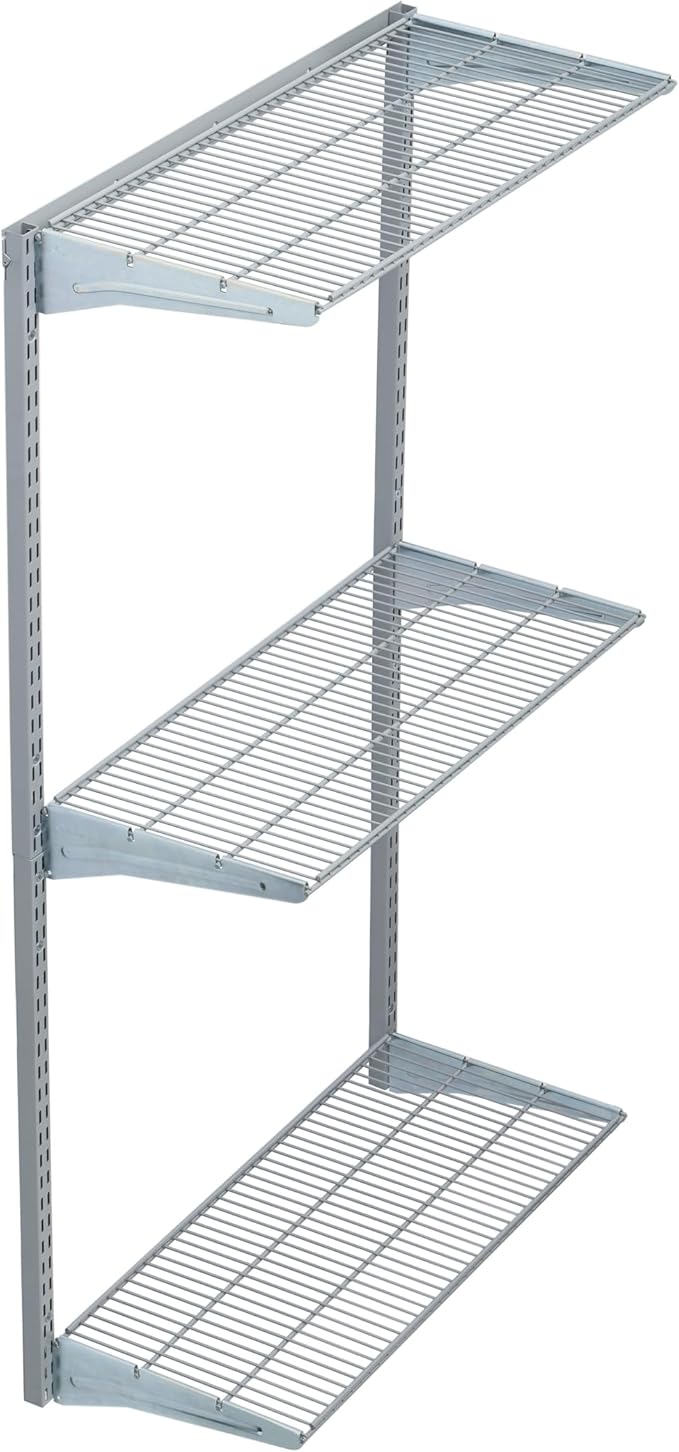Triton Products 3 Tier Wire Shelving Unit for Home and Garage with 375 Lb Load Capacity 33" W x 63" H x 16" D (Gray)