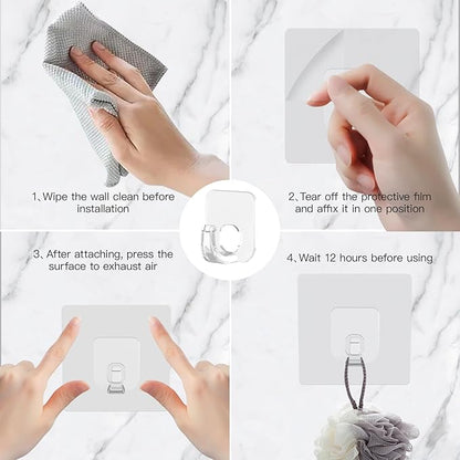Large Adhesive Hooks, 33lb Heavy Duty Utility Hooks for Hanging, 30 Pack Damage Free Sticky Hanging Hook, No Trace Self-Adhesive Wall Hook for Kitchen Bathroom Office Multiple Uses