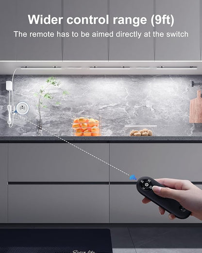 Remote Control Under Cabinet Led Light Plug in, Dimmable Daylight White 4500K, 3 Pack 12 inch Linkable Under Counter Lights for Kitchen Upgrade ETL Listed Plug 24V, UNO-LK 4500K
