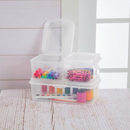 Sterilite FlipTop, Stackable Small Storage Bin with Hinging Lid, Plastic Container to Organize Desk at Home or Office, Clear, 36-Pack
