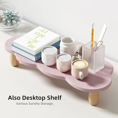 Monitor Stand Riser,Cloud Shape Wood Computer Monitor Stand, 16.5IN Monitor Stand Riser, Multi-Purpose Desktop Organizer Riser for Computer,Laptop,Printer,TV,Purple