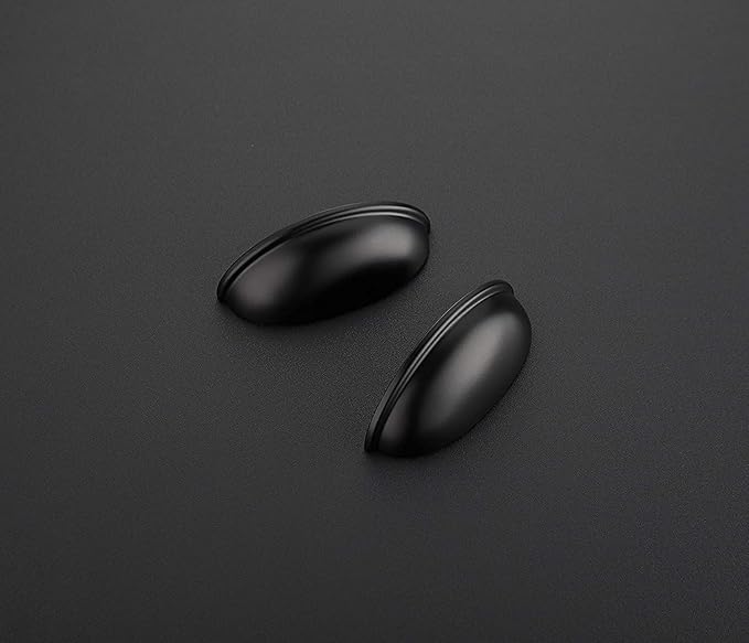 Ravinte 35 Pack 3" Drawer Pulls Flat Black Cabinet Cup Pulls Kitchen Hardware Cabinet Handles Drawer Handles Knobs 3 inch Hole Center