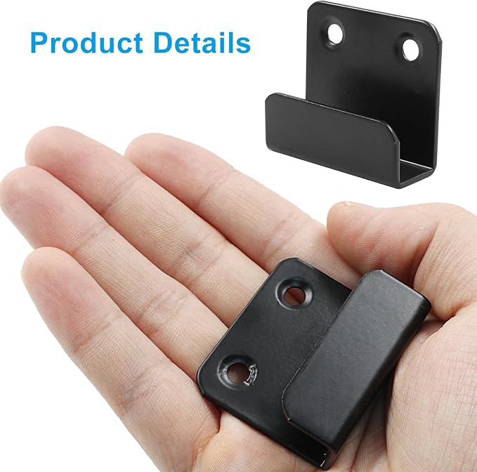 6 Pack Wall Hanger Fastener, Stainless Steel Mount Brackets Hook With 10mm Inner Width Heavy Duty Tile Display Hangers for Ceramic (Black)