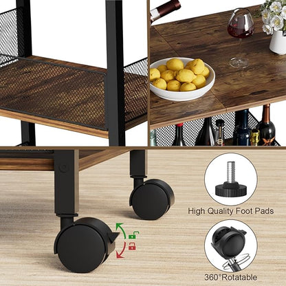 Printer Stand, 3-Tier Industrial Large Printer Table with Shelf, 23"x15" Mobile Heavy Duty Storage Rack on Wheels for Home Office Printer Fax Machine Scanner Copier