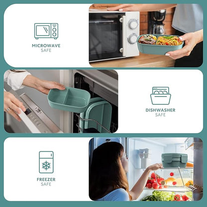 Adult Lunch Box,3 Stackable Bento Lunch Containers for Adults, Modern Minimalist Design Bento Box with Utensil Set, Leak-Proof Lunchbox for Dining Out, Work, Picnic