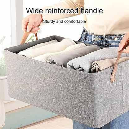Foldable Closet Storage Box Bins Organizer System, Large Capacity Sturdy for Organizing Clothing, Sheets, Toys, Books - Shelf Organizer Shelves (3)