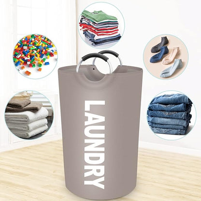 StorageRight 115L Large Laundry Basket, Laundry Hamper, Dirty Clothes Hamper for Laundry, Collapsible, Waterproof Laundry Baskets with Foam Protected Aluminum Handles for Laundry, Dorm, Family (Khaki)