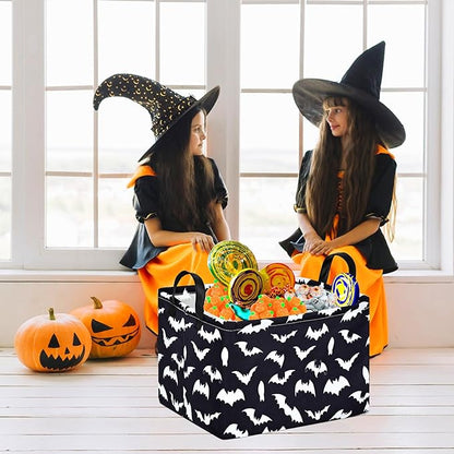 Halloween Storage Basket Pumpkin Ghost Gift Basket for Kids Foldable Toy Box Waterproof Organizer Bin Laundry Nursery Hamper for Home Office Dorm Closet Shelf