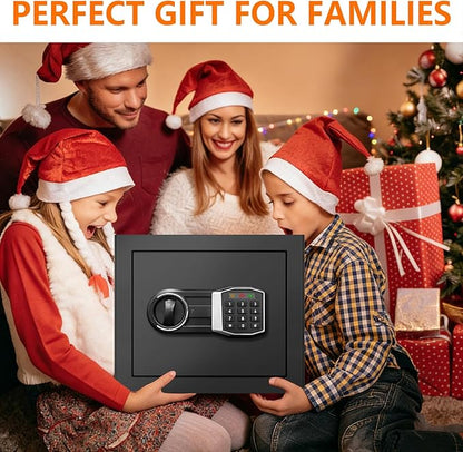 1.3 Cub Small Fireproof Safe for Home, Security Anti-Theft Fire Proof Safe Box with Spare Keys, Programmable Keypad and Alarm System, Digital Fireproof and Waterproof Safes for Document Money Medicine
