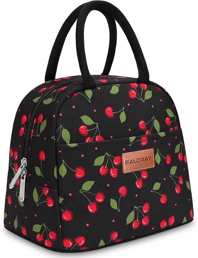 BALORAY Lunch Bag for Women Men Insulated Lunch Box for Adult Reusable Lunch Tote Bag for Work, Picnic or Travel (Cherry, M)