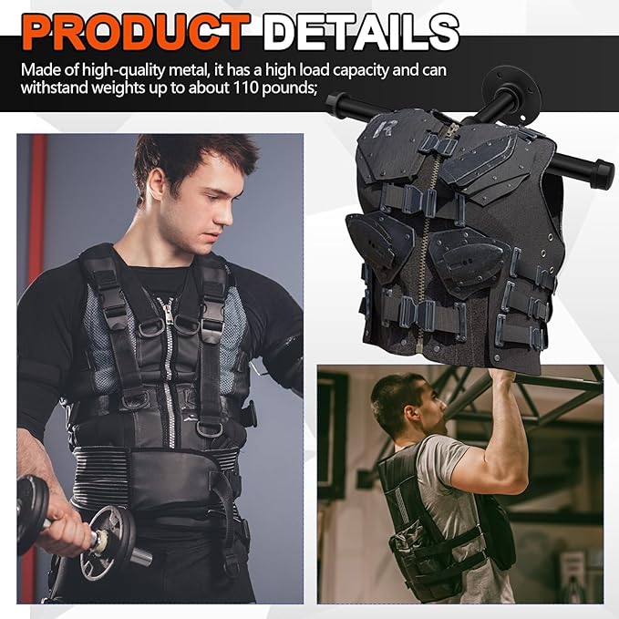Weight Vest Hanger Wall Mount Heavy Duty Tactical Gear Police Vest Holder Motorcycle Helmet Rack Stand for Gym Home Garage Train Armor Breastplate Backpack Organizers