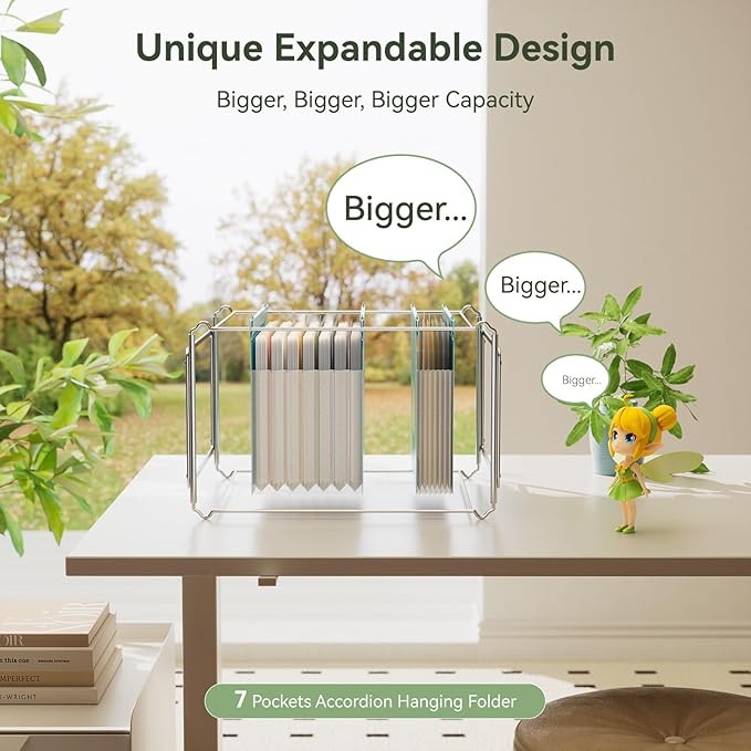 Wheat Straw Expanding Hanging File Folders, 3 Color File Organizer, 1.2" Accordion Pockets, Large Capacity, Letter Size for Filing Cabinet, 100% BPA Free, Return to Nature, Healthy Living-6
