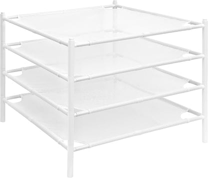 Storage MANIAC Sweater Drying Rack, Mesh Clothes Drying Rack, Stackable Laundry Drying Rack, Lay Flat Dryer for Delicates, Portable Dry Rack for Indoor or Outdoor, White, 4-Pack