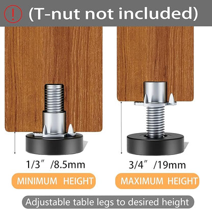 1/4" Thread Leveling Feet, 16 PCS Furniture Levelers, Adjustable Furniture Feet Threaded Screw in, Table Levelers for Adjusting Individual Table Legs