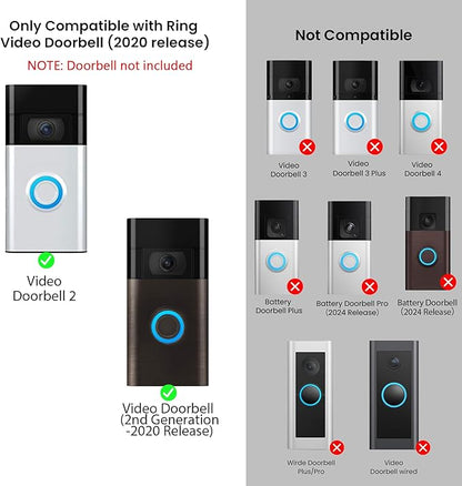 No-Drill Adhesive Doorbell Mount Compatible with Ring Video Doorbell (2nd Generation - 2020 Release), Door Mounting Holder Bracket Accessories for Apartments Office Houses (1 Pack)