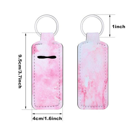 Blulu 10 Pieces Lipstick Holder Keychain Set - Clip-on Sleeve Pouch With Marble Pattern for Travel Accessories, 10 Colors