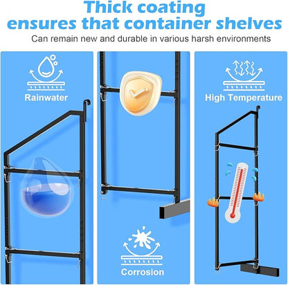 Heavy Duty Shipping Container Shelving Bracket Kit (4-Pack) - 3-Tier Hanging Shelving Rack (19" D x 62" H), Universal Cargo Container Brackets