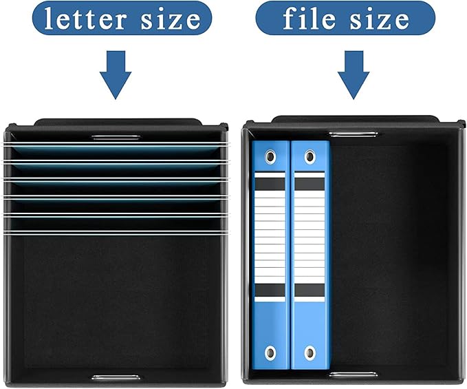Huolewa File Organizer Box with Lid, Collapsible File Folder Organizer for Office Document Storage, Filing Box with Plastic Slide for Letter Size Hanging File Folders(1 Pack, Smoky Grey)