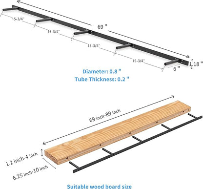 Floating Shelf Bracket ,Hidden Shelf Brackets (2 Pcs Additional Brackets 69 Inch-NO Kits)