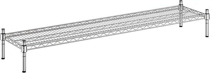 14" x 60" x 8" Chrome Wire Storage Shelf, Dunnage Rack, Commercial 1 Tier Small Shelf
