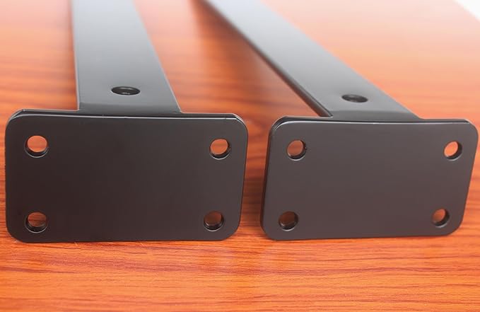 4 Pack - 18 inch Black Hidden L Shelf Bracket (1/5 Inch Thicked) Iron Floating Shelf Brackets Rustic Industrial Metal Brackets for Shelf Support