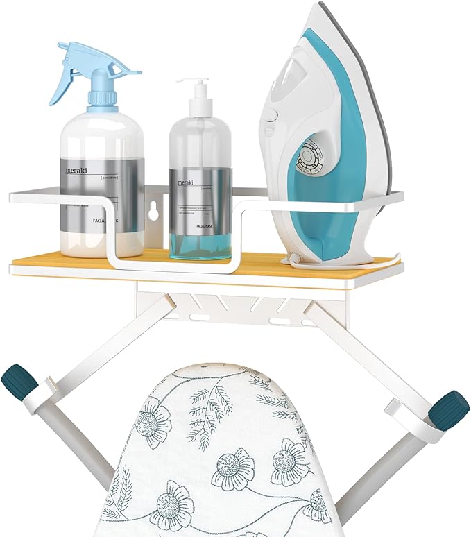 efluky Ironing Board Hanger Wall Mount, Ironing Board Holder Organizer for T-Leg & Y-Leg Ironing Boards, Space Saving Laundry Storage Rack, Black