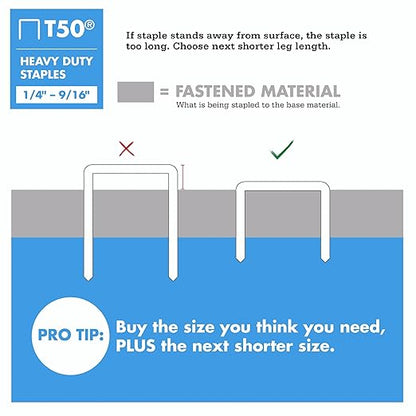Arrow 508 Heavy Duty T50 1/2-Inch Leg Length, 3/8-Inch Crown, Staples for Upholstery, Construction, Furniture, Crafts, 1250 Count(Pack of 1)