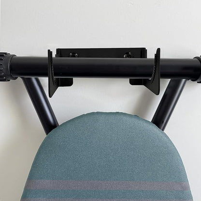 Ironing Board Holder Wall Mount, Ironing Board Hanger for T or Y Leg, Laundry Room Wall Hook for Iron Board Holder, Black