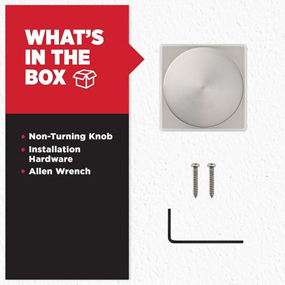 Kwikset Pismo Dummy Door Knob, Single Sided Handle for Closets, French Double Doors, and Pantry, Satin Nickel Non-Turning Interior Push/Pull Door Knob, with Microban Protection
