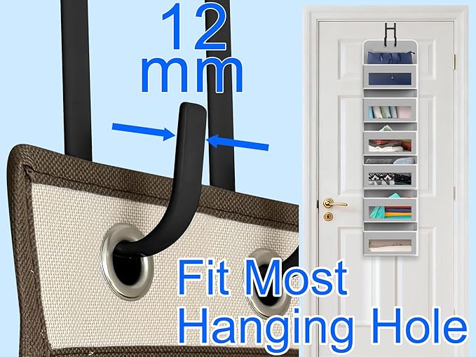 Over the Door Twin Metal Hooks with Plastic Coating 5.5" Fit 0.5" to 1 3/8" Door 2 Sets Heavy Duty Towel Robe Rack Wreath Bathroom Shower Hanger Shoe Organizer Ironing Board Short Black