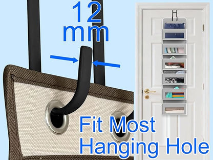 Over the Door Twin Metal Hooks with Plastic Coating 5.5" Fit 0.5" to 1 3/8" Door 2 Sets Heavy Duty Towel Robe Rack Wreath Bathroom Shower Hanger Shoe Organizer Ironing Board Short Black