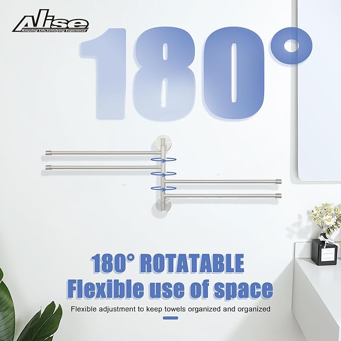 Alise Swing Out Towel Rack,Folding Hand Towel Bar 4 Bars Arm Towel Holder Towel Hanger for Bathroom Wall Mount,Space Saving Towel Rail,GK9003-LS SUS304 Stainless Steel Brushed Nickel