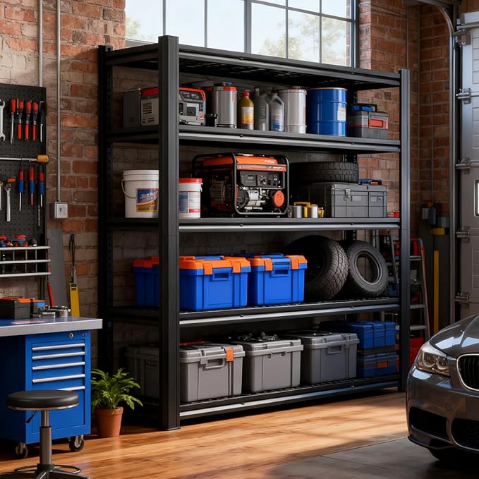 Garage Shelving, Heavy Duty Storage Shelves Metal Shelf Unit Adjustable Industrial Storage Racks for Shop,Warehouse,Basement (84H*62W*24D, 5)