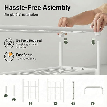 3-Tier Shoe Rack Organlzer, Rustproof lron, Spaclous Shoe Storage Shelf for Closet or Entryway, Fits Sneakers & Slippers, White