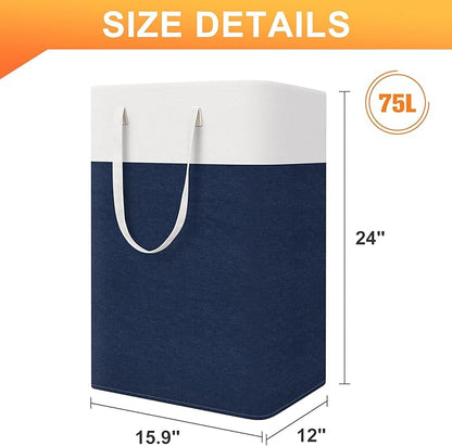 laundry basket 3-Pack, laundry hamper, Hamper with handles, collapsible laundry baskets, Waterproof dirty clothes hamper, Towel Storage for Home or Dorm, 75L-Blue