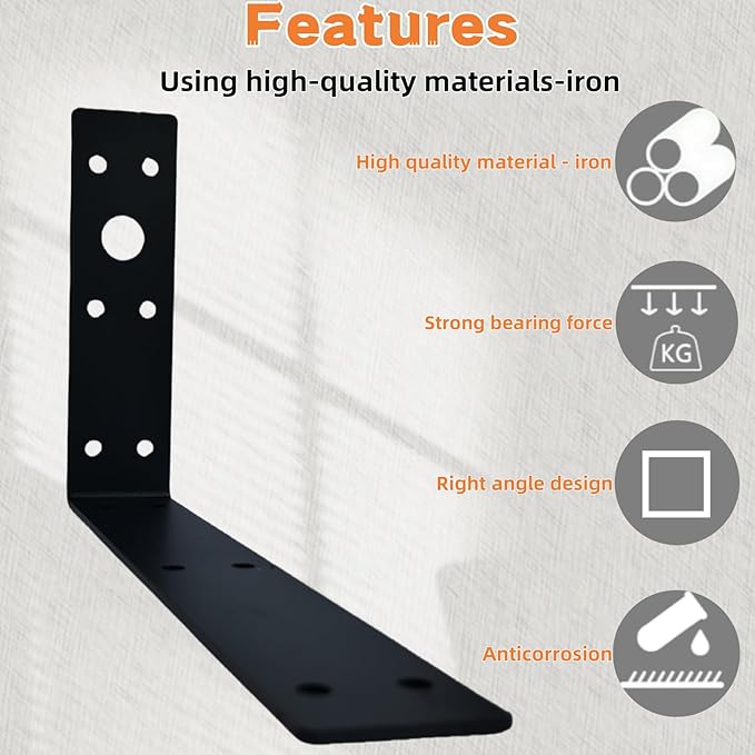 Shelf Brackets for Suncast Sheds,Iron Shelf Accessory Outdoor Sheds Storage,Black,Brackets Only,with EZ Bolt Assembly (L1)