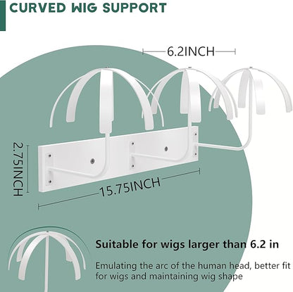 Hanging Wig Stand for Multiple Wigs, 6 PCS Wall Mounted Wig Hanger Holder, Sturdy Wig Storage Organizer Rack for Display, Storage, Styling, Drying (Carbon Steel and Wood)