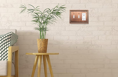 Henne Bery Sunken Pearls Heavy Duty Decorative Wall Plate Switch Plate Outlet Cover (Double Toggle/Single Decorator, Antique Copper)