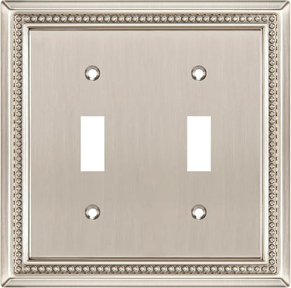Henne Bery Sunken Pearls Heavy Duty Decorative Wall Plate Switch Plate Outlet Cover (Double Toggle, Satin Nickel)