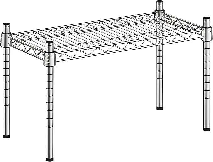 12" x 24" x 14" Chrome Wire Storage Shelf, Dunnage Rack, Commercial 1 Tier Small Shelf