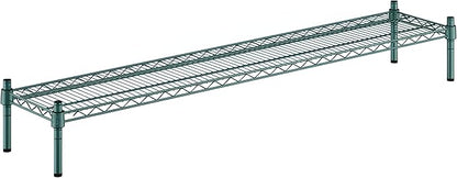 12" x 60" x 8" Green Epoxy Wire Storage Shelf, Dunnage Rack, Commercial 1 Tier Small Shelf