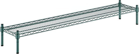 12" x 60" x 8" Green Epoxy Wire Storage Shelf, Dunnage Rack, Commercial 1 Tier Small Shelf